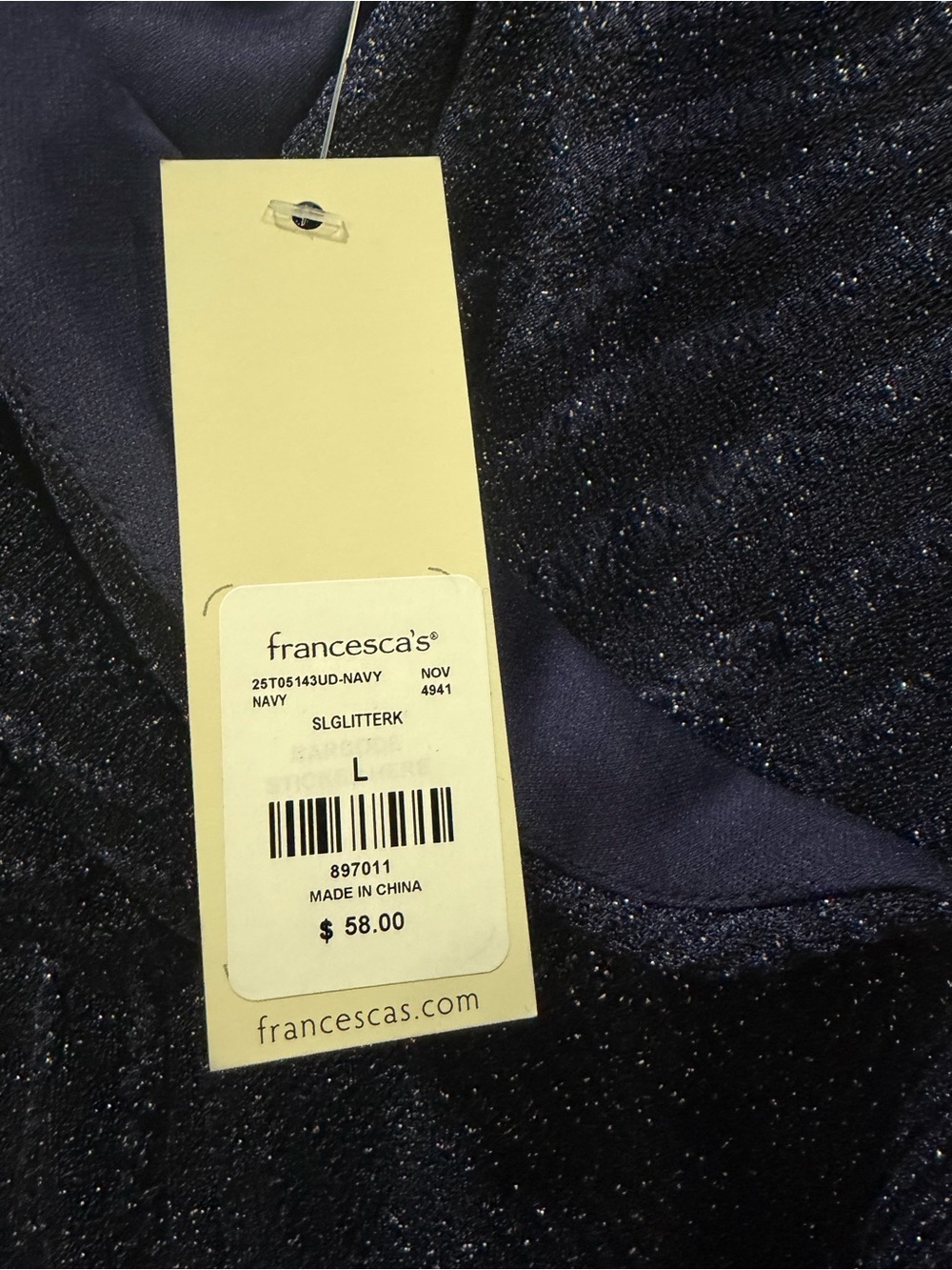 Francesca's Navy Glitter Circle Skirt